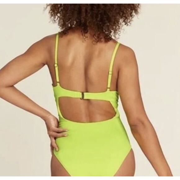 Andie Swim The Bermuda One Piece Swimsuit Underwired Lime Green Small NEW - Picture 2 of 9